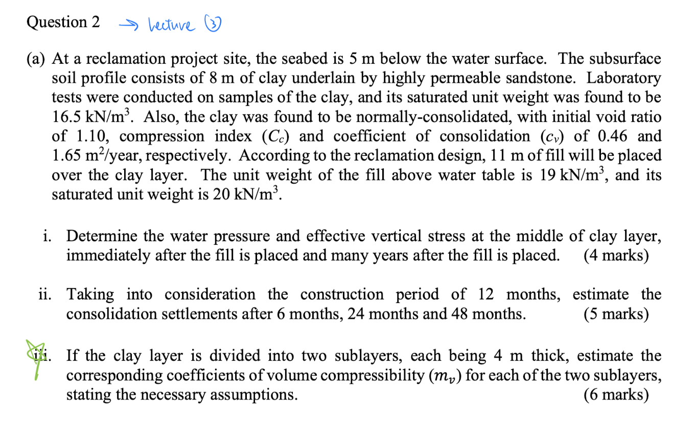 Question 2 hecture ( 3 ) ( a ) At a reclamation