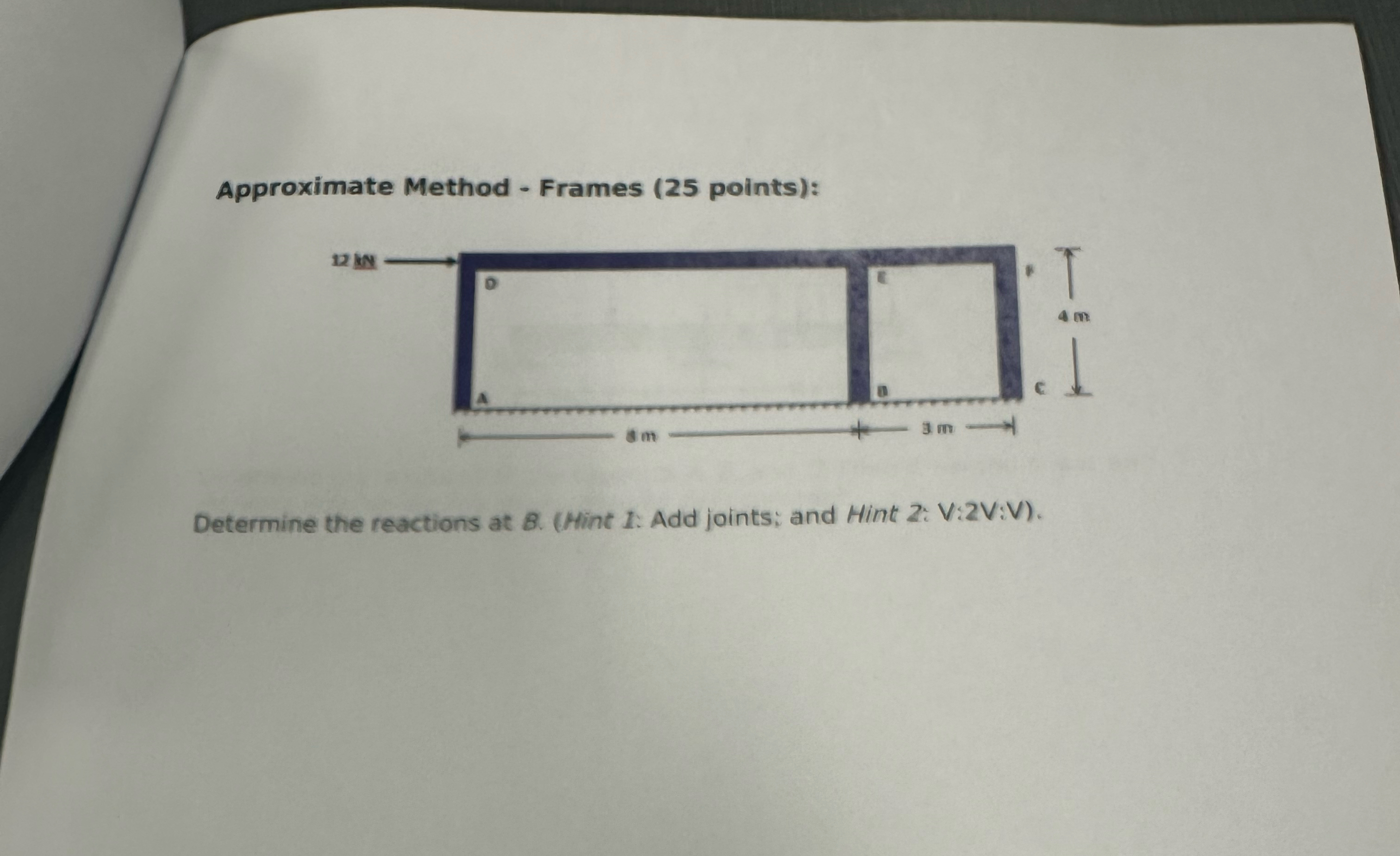 Approximate Method - Frames ( 2 5 points ) :