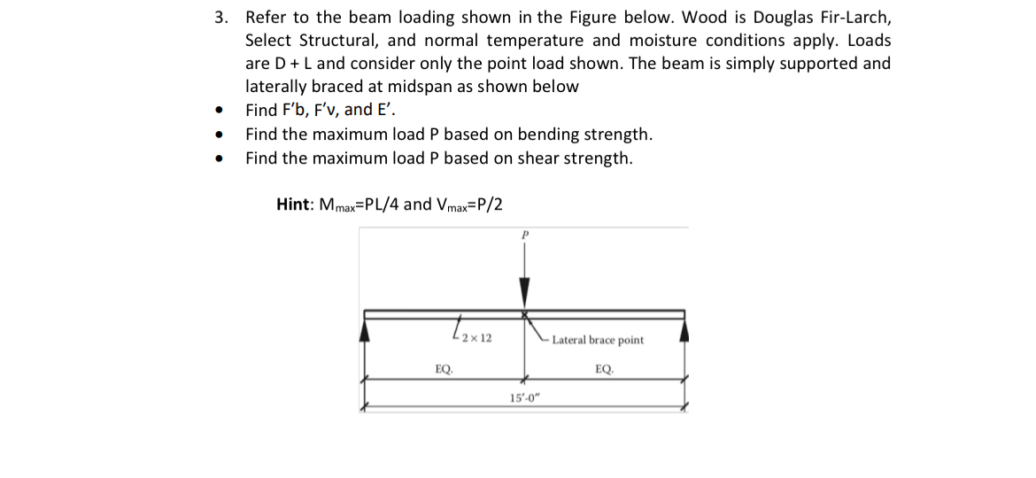 Refer to the beam loading shown in the Figure