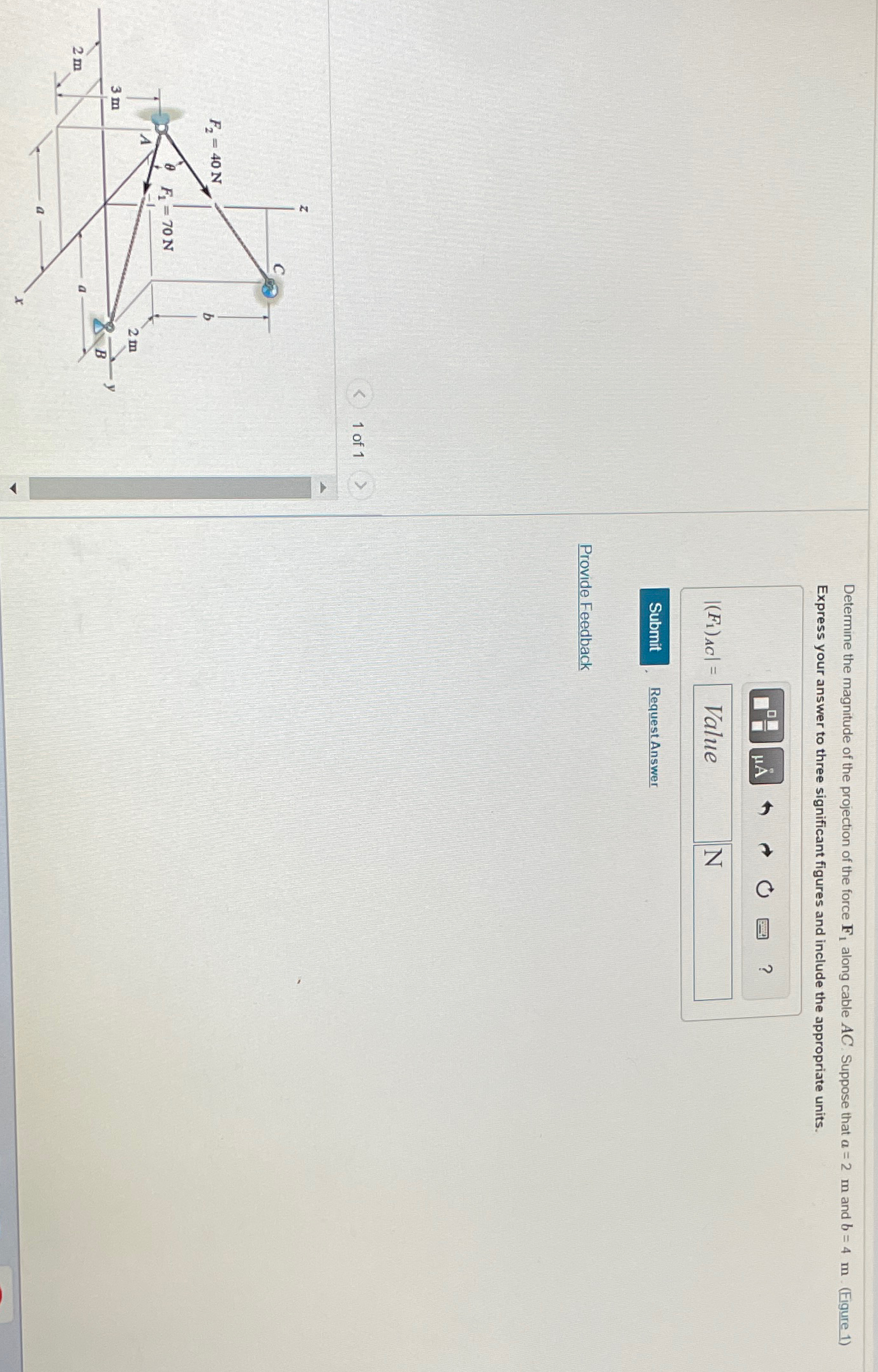 Determine the magnitude of the projection of the
