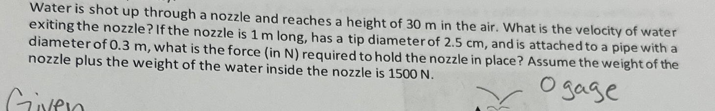Water is shot up through a nozzle and reaches a
