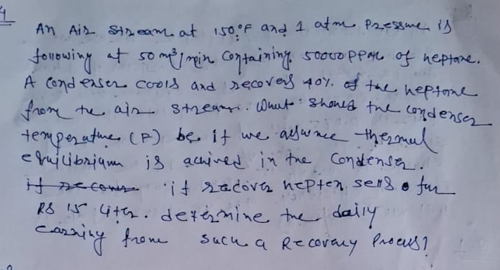 An Air stream at 1 5 0 :F and 1 atm pressme is