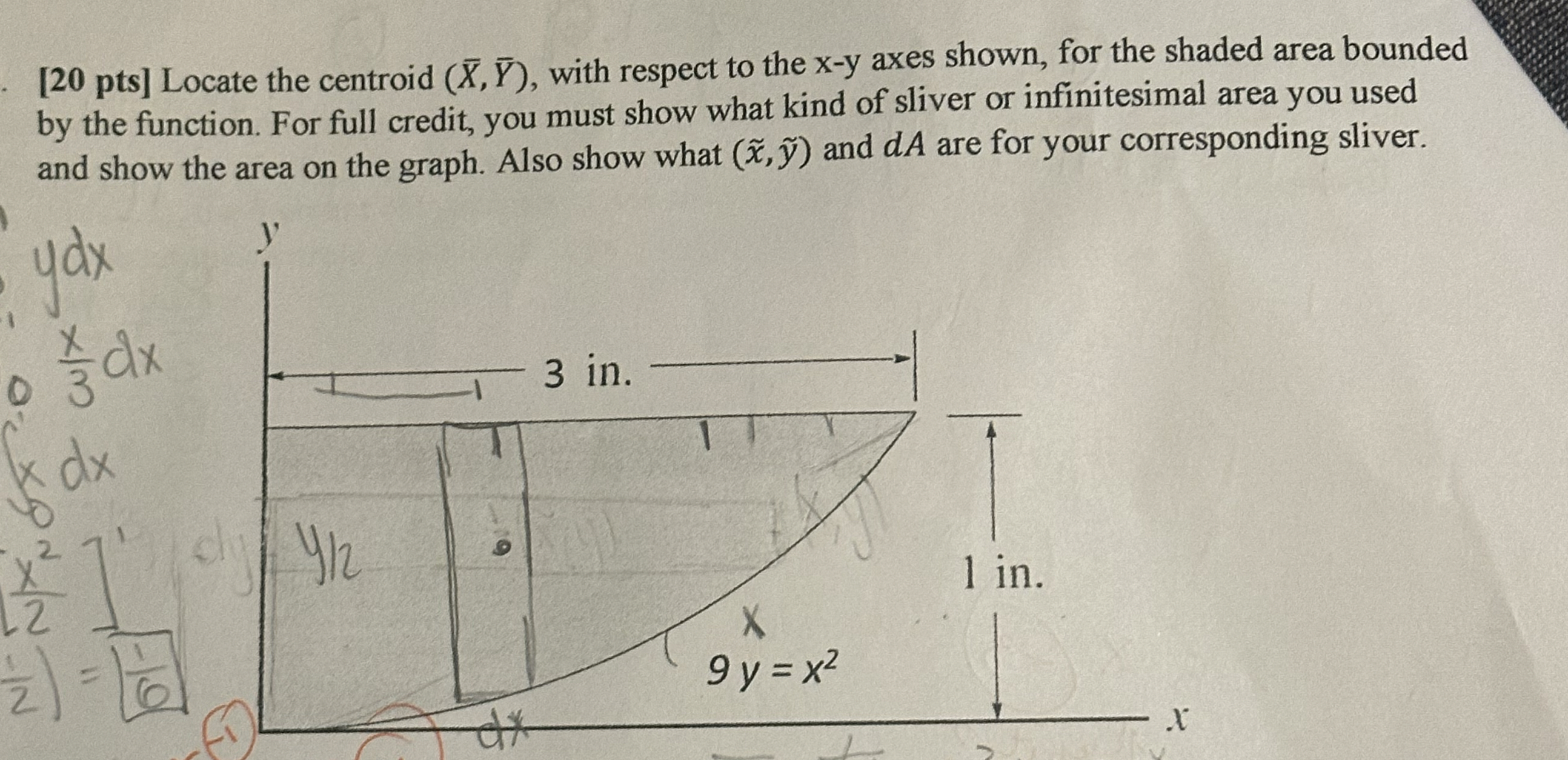 [ 2 0 pts ] Locate the centroid ( x , b a r ( Y )