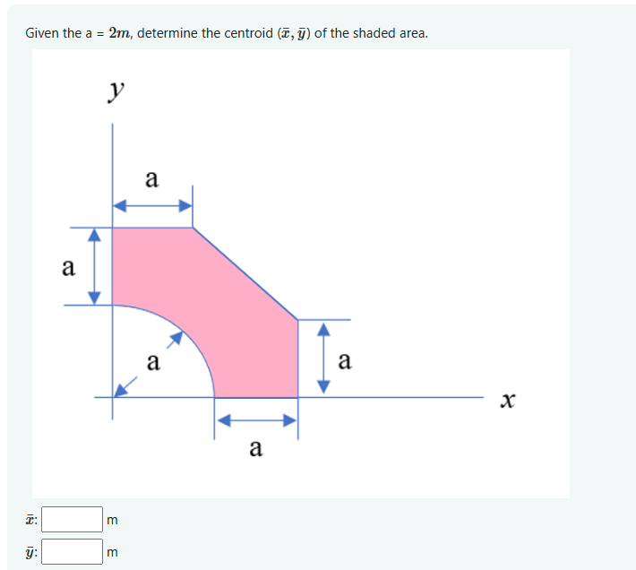 Given the a = 2 m , determine the centroid ( x ,