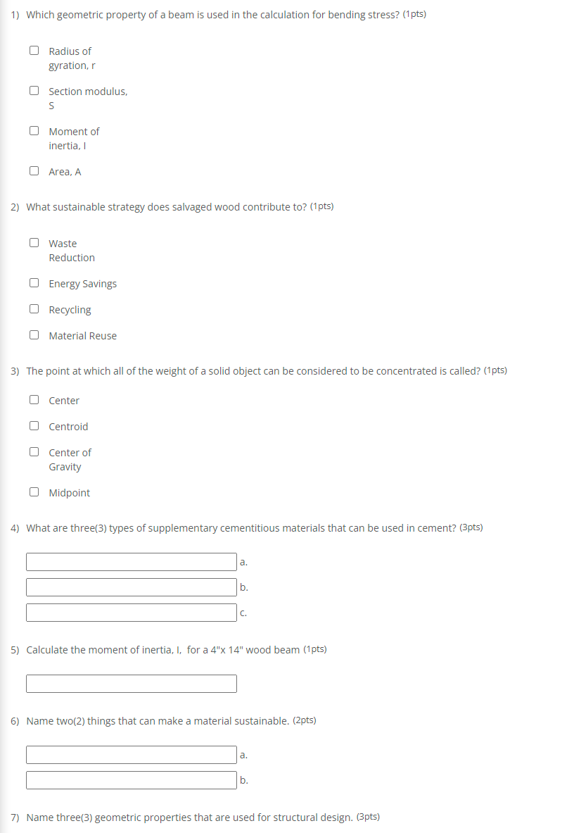 Which geometric property of a beam is used in the