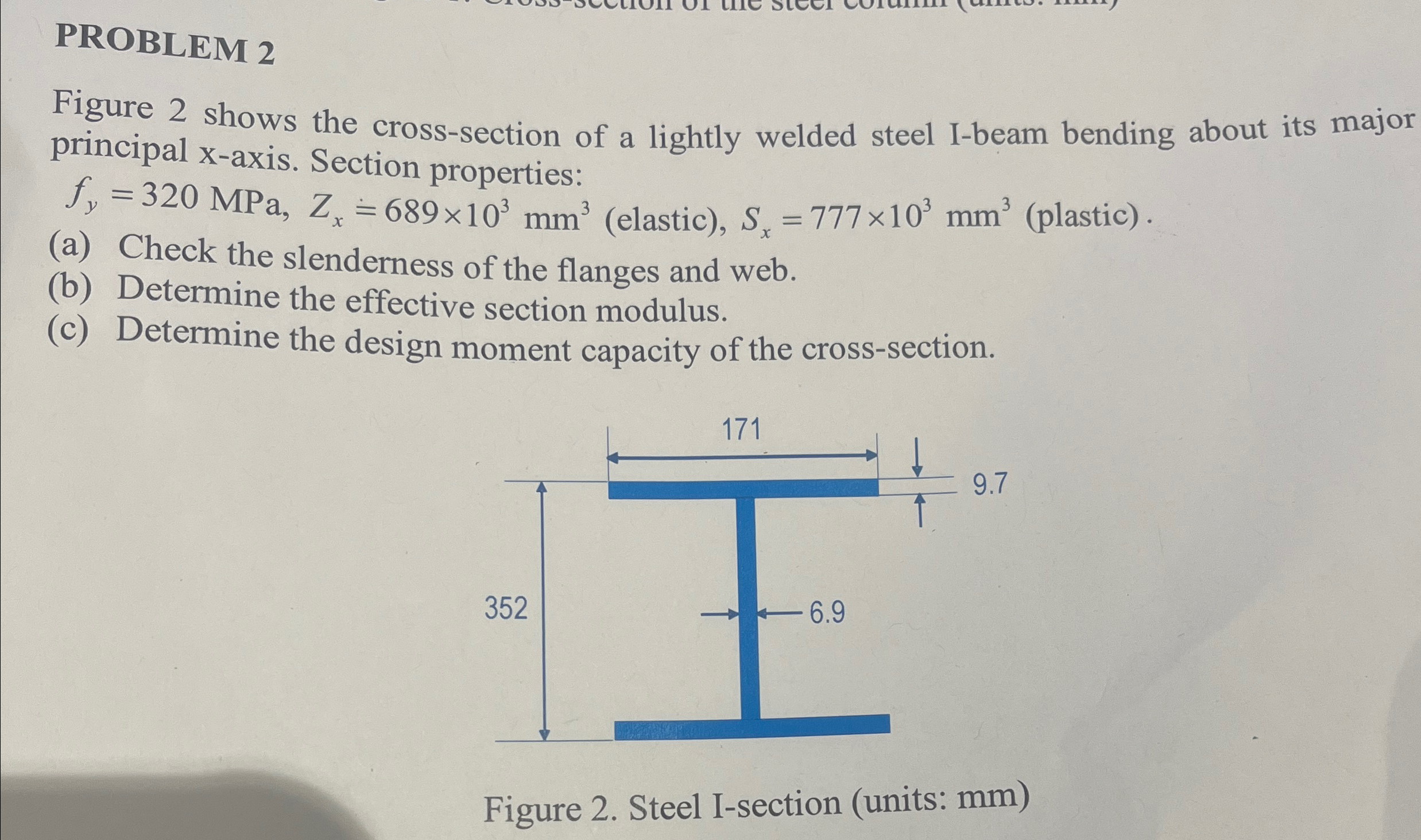 PROBLEM 2 Figure 2 shows the cross - section of a