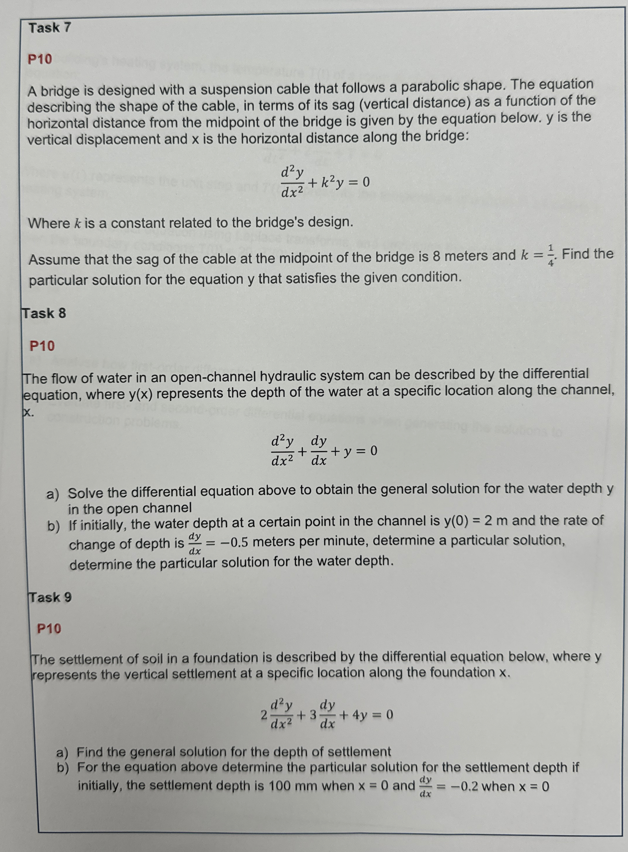 Task 7 P 1 0 A bridge is designed with a
