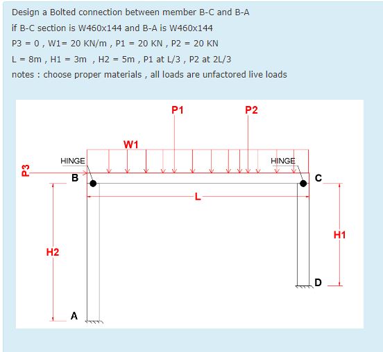 Design a Bolted connection between member B - C