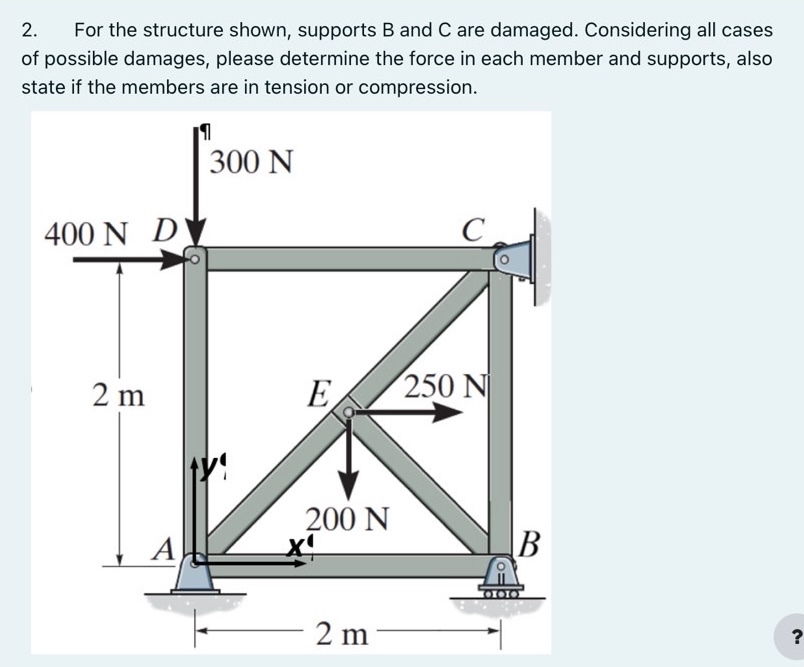 For the structure shown, supports B and C are