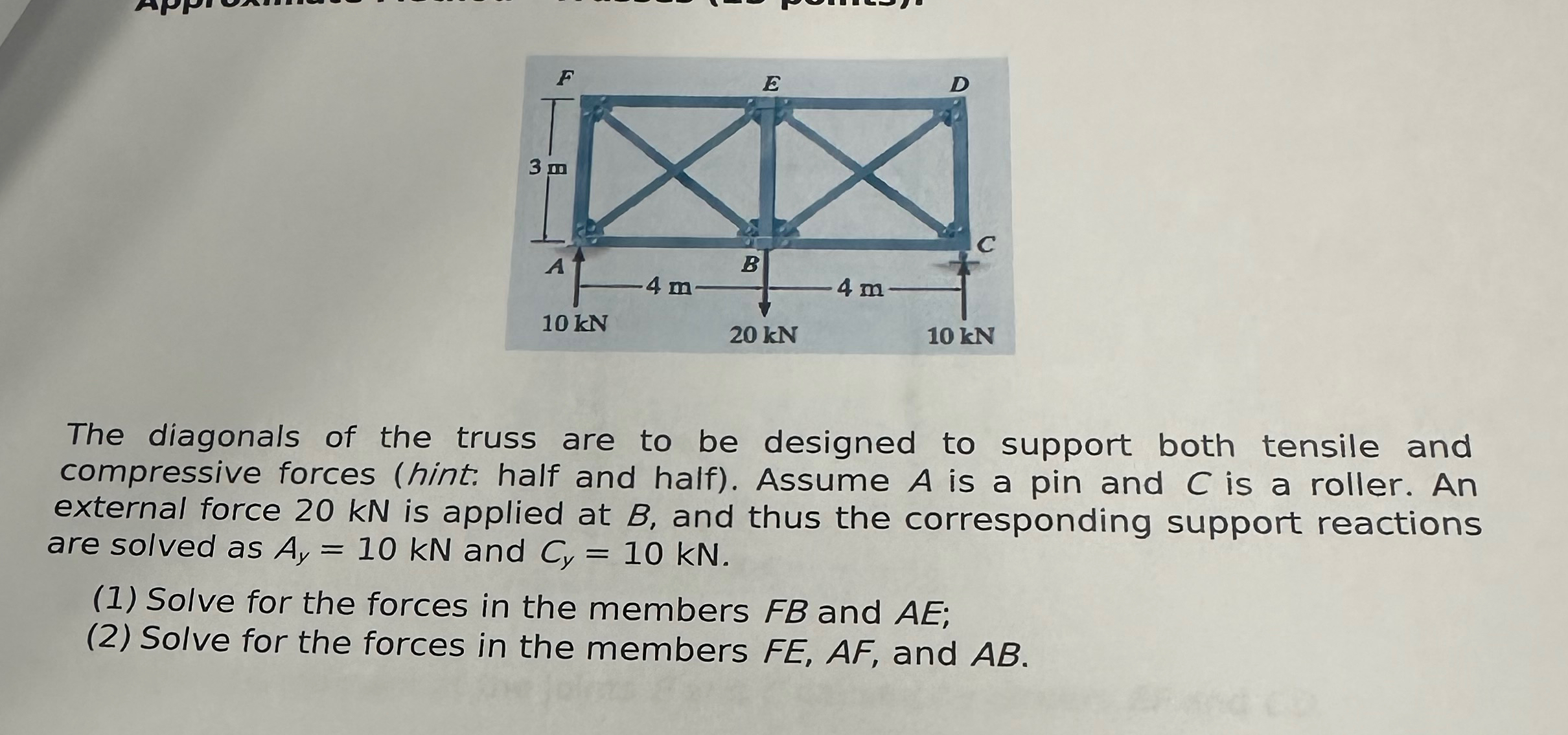 The diagonals of the truss are to be designed to