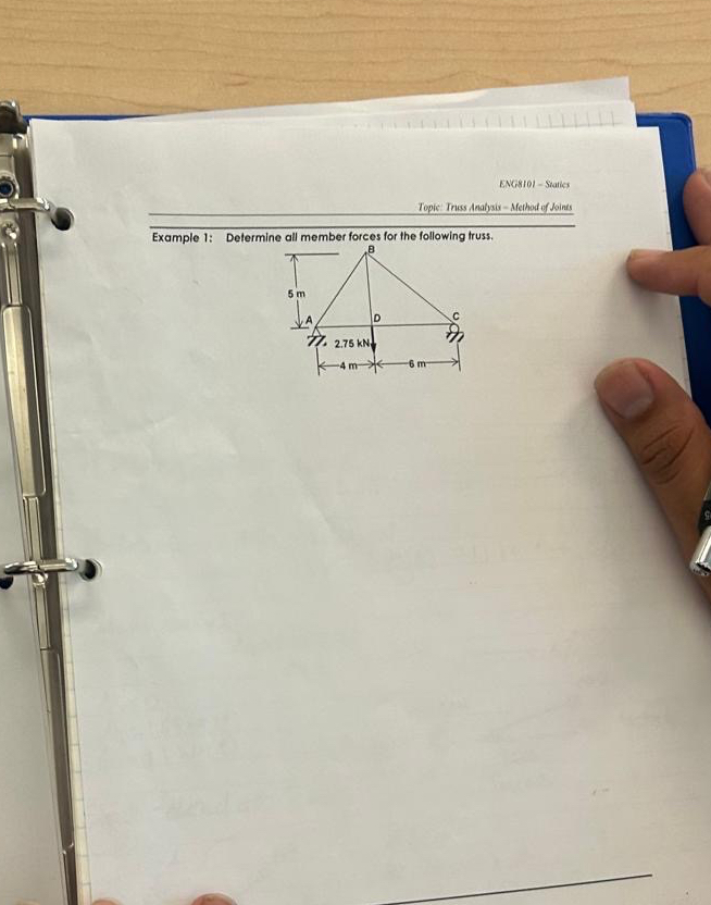 ENGSIOI - Statics Topic: Truss Anafyit - Method