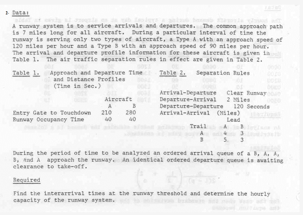 2 - Data: A runway system is to service arrivals