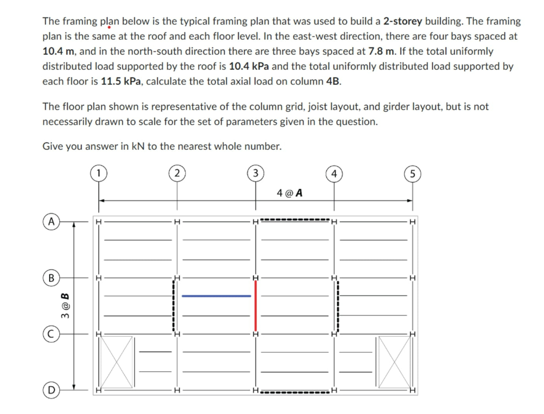 The framing plan below is the typical framing