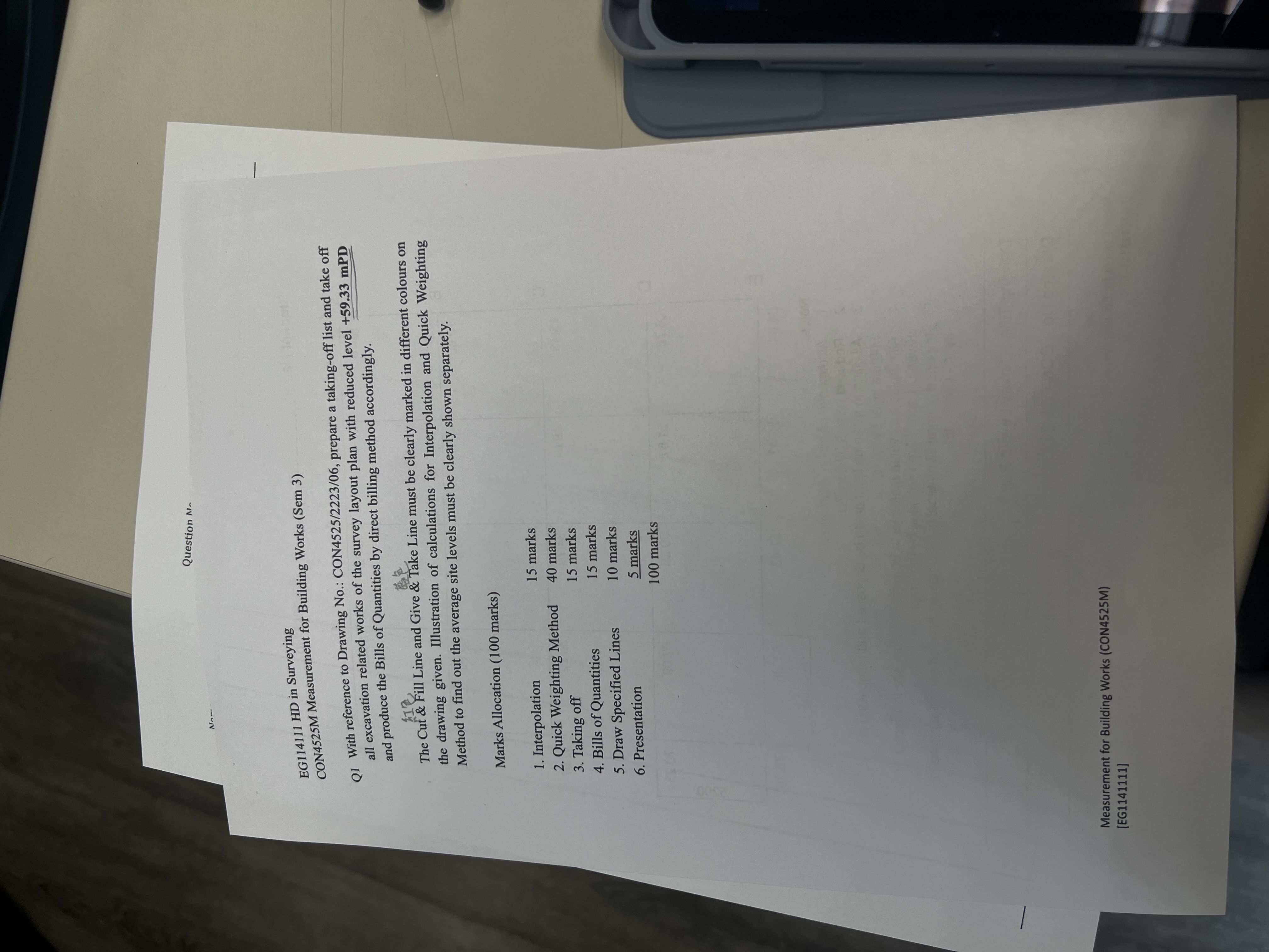 Question M - Nn - EG 1 1 4 1 1 1 HD in Surveying