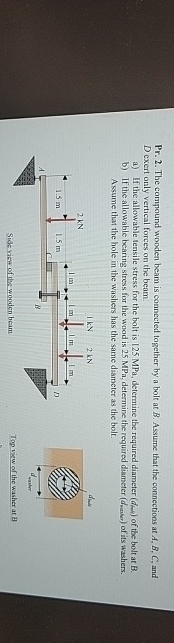 Pr . 2 . The compound wooden beam is connected