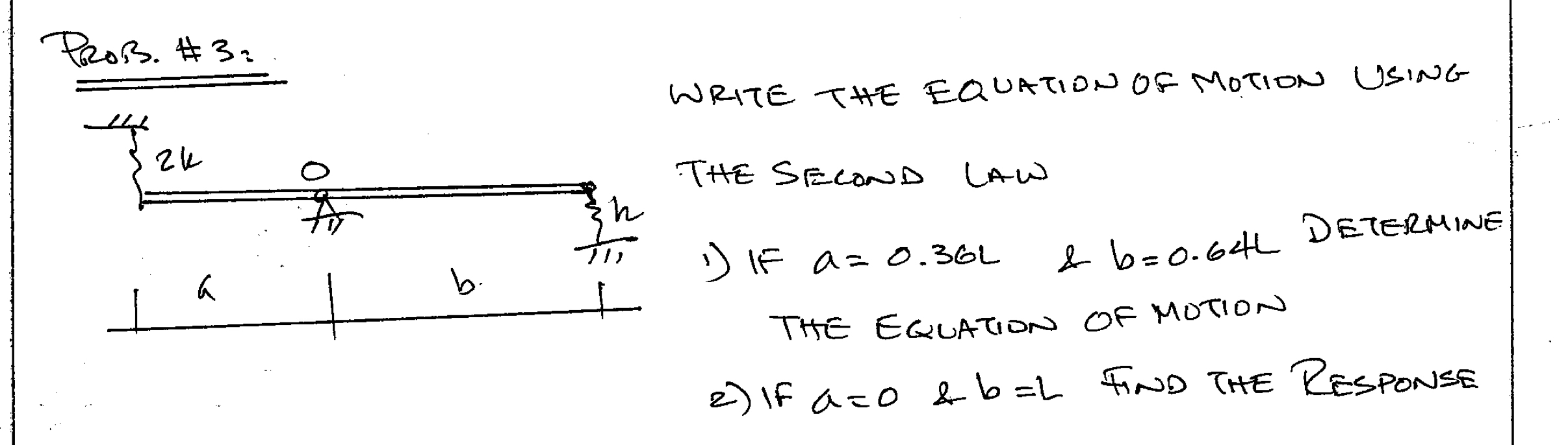Pror. # 3 : WRITE THE EQUATION OF MOTION USING