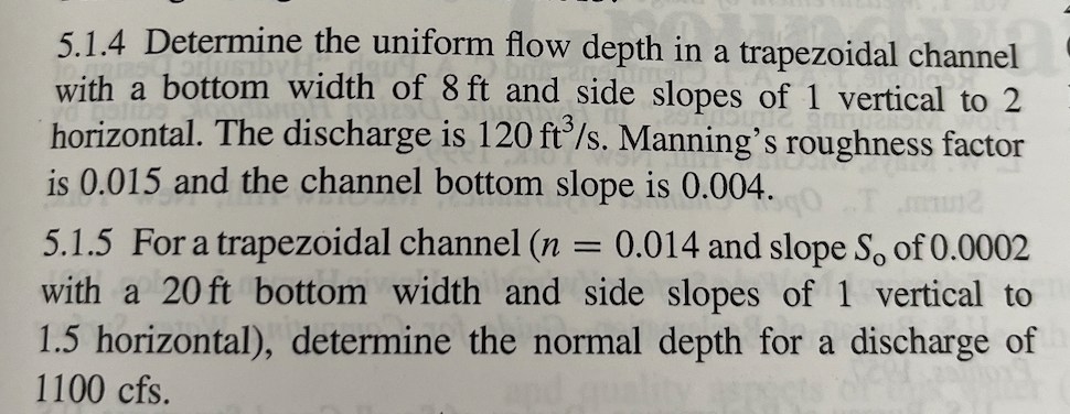 5 . 1 . 4 Determine the uniform flow depth in a