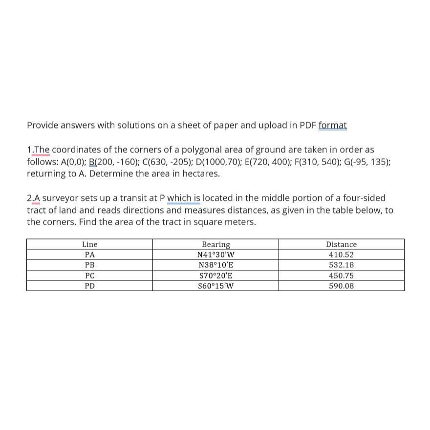 Provide answers with solutions on a sheet of