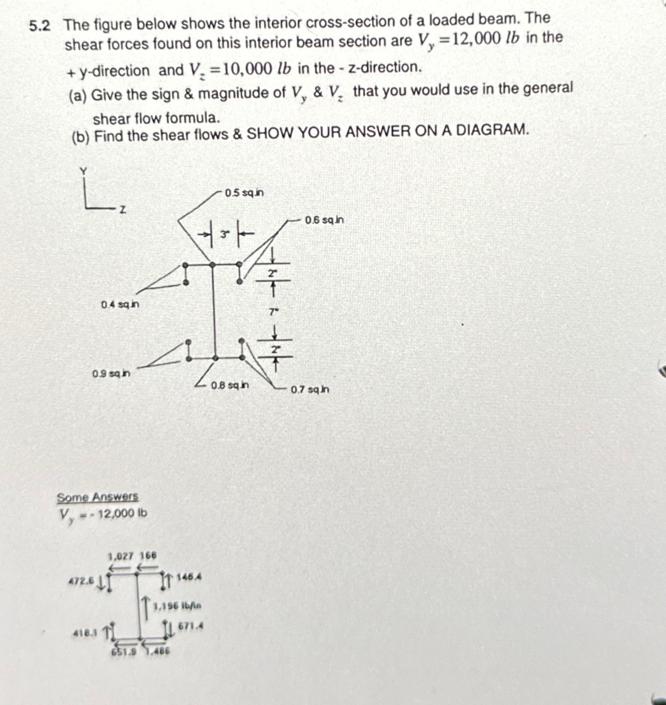 5 . 2 The figure below shows the interior cross -