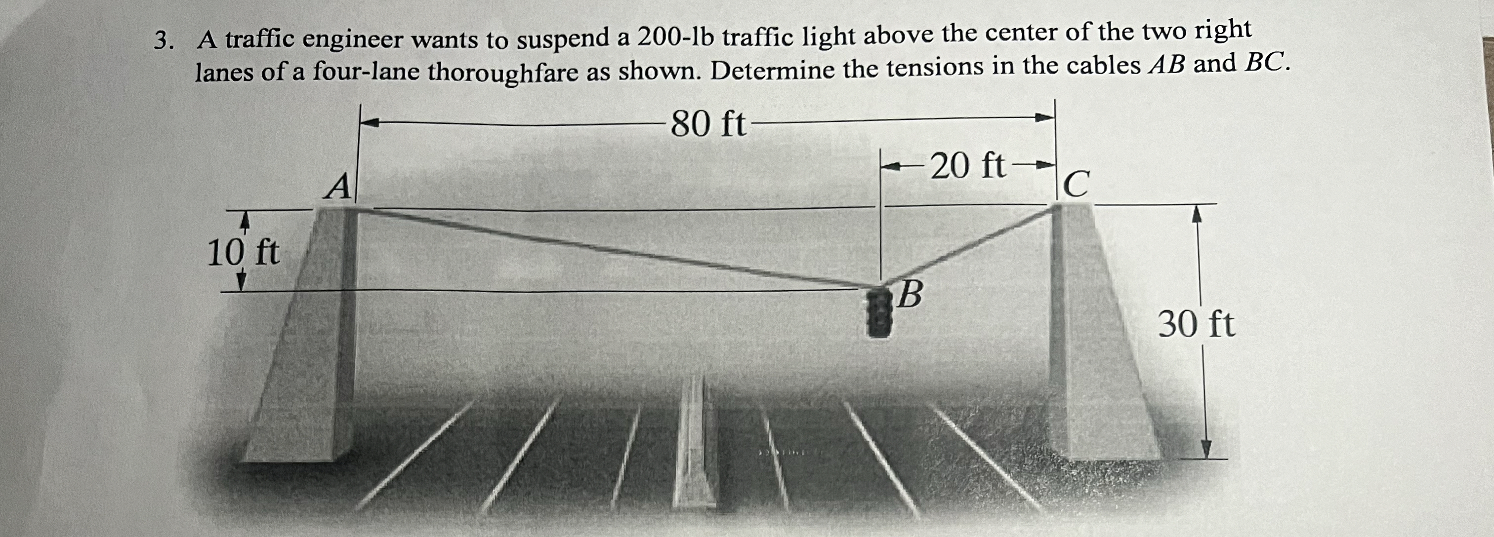 A traffic engineer wants to suspend a 2 0 0 - 1 b