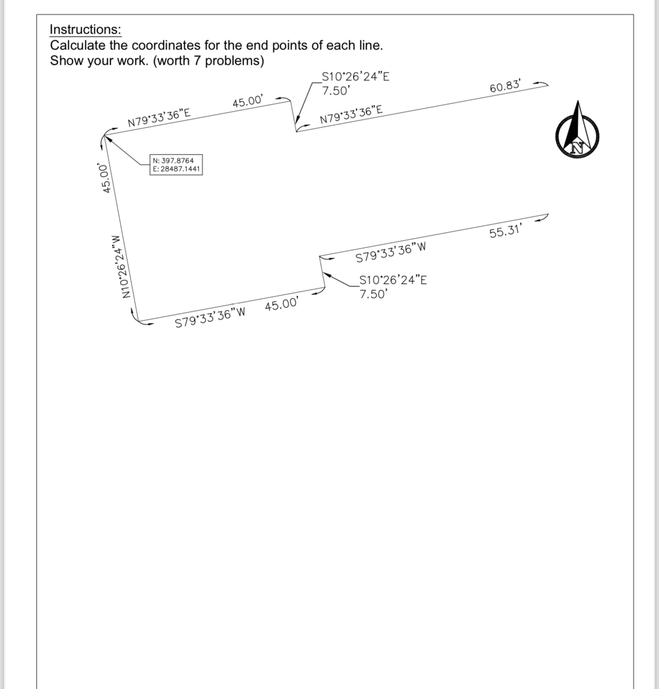 Instructions: Calculate the coordinates for the