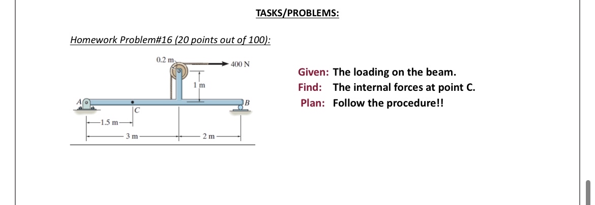 TASKS / PROBLEMS: Homework Problem# 1 6 ( 2 0