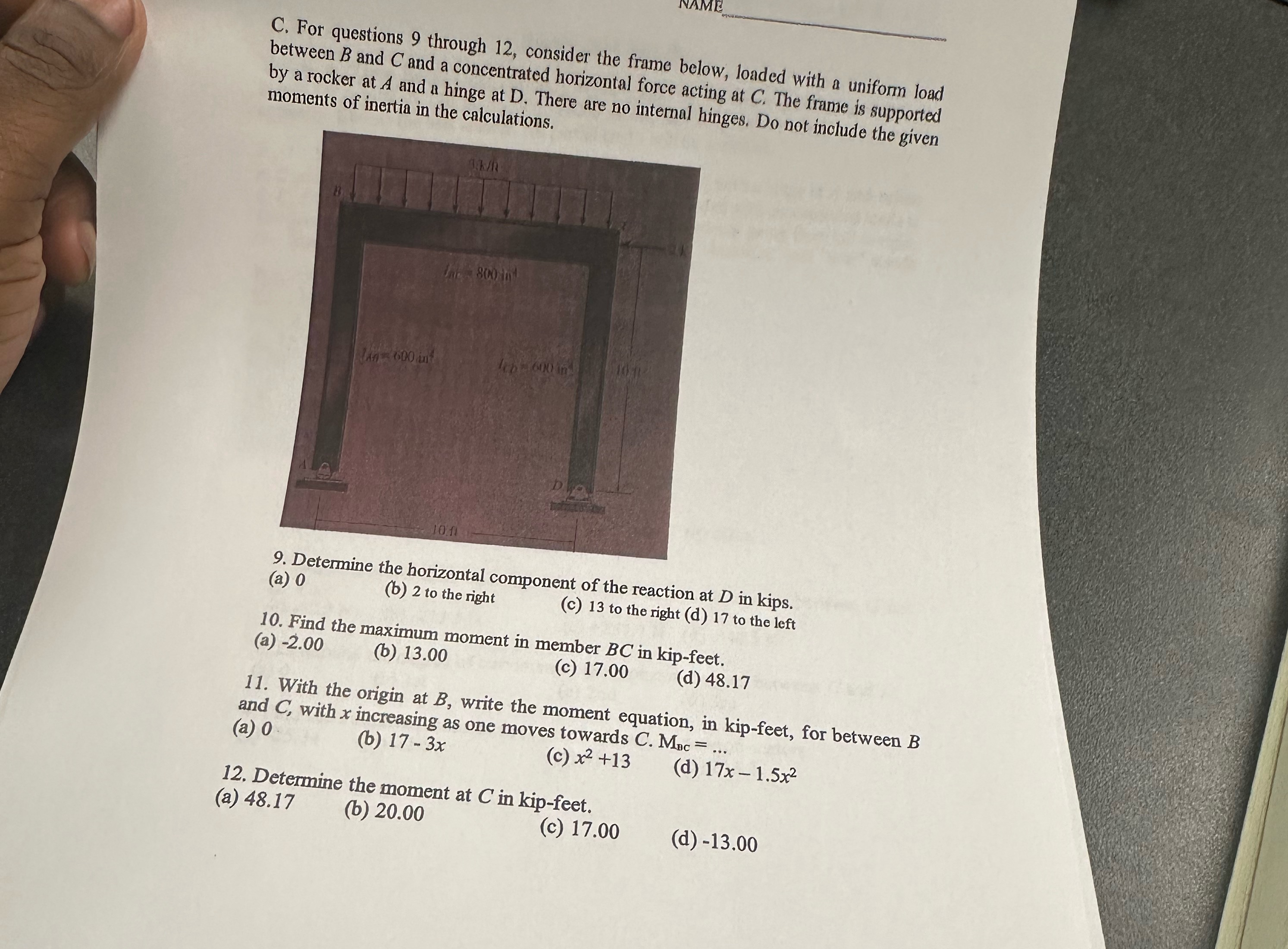 Just answer ASAP, no work required! C . For