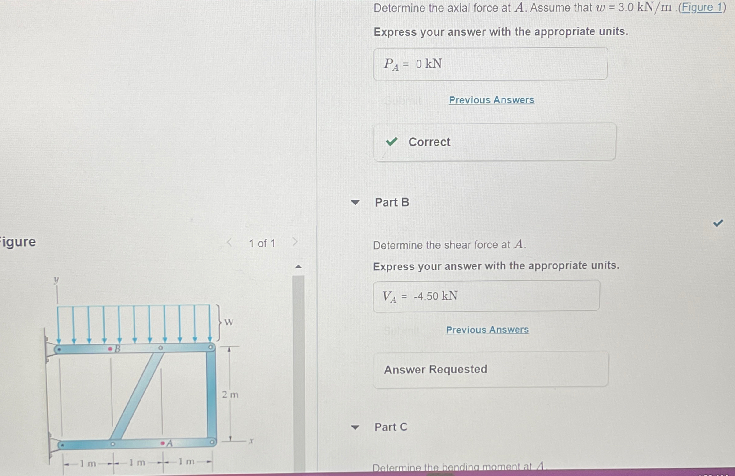 assume the weight = 3 kN / m Part A the A axial