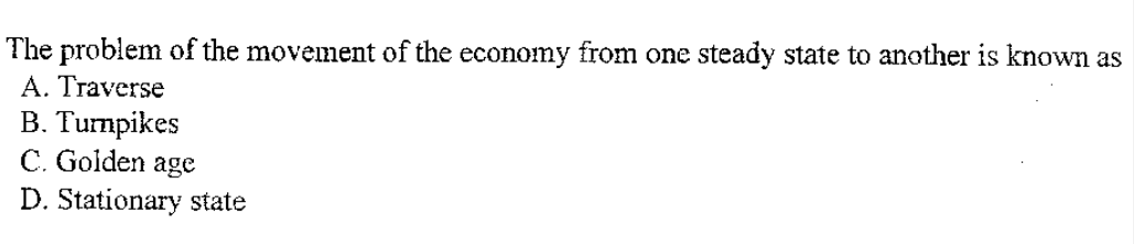 The problem of the movement of the economy from