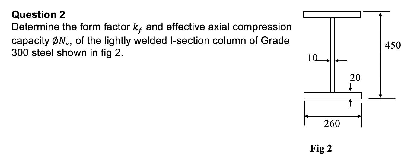 Question 2 Determine the form factor k f and