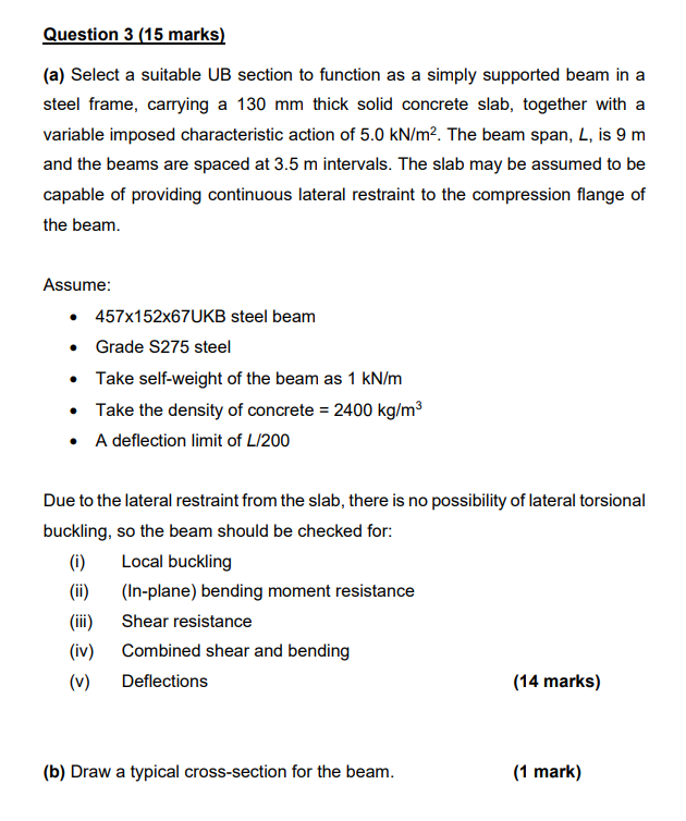 Question 3 ( 1 5 marks ) ( a ) Select a suitable