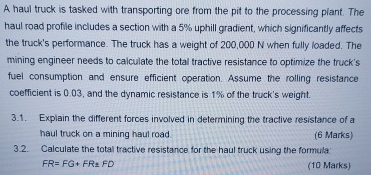 A haul truck is tasked with transporting ore from