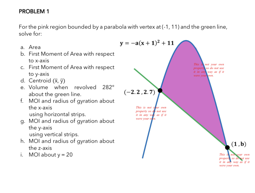 PROBLEM 1 For the pink region bounded by a