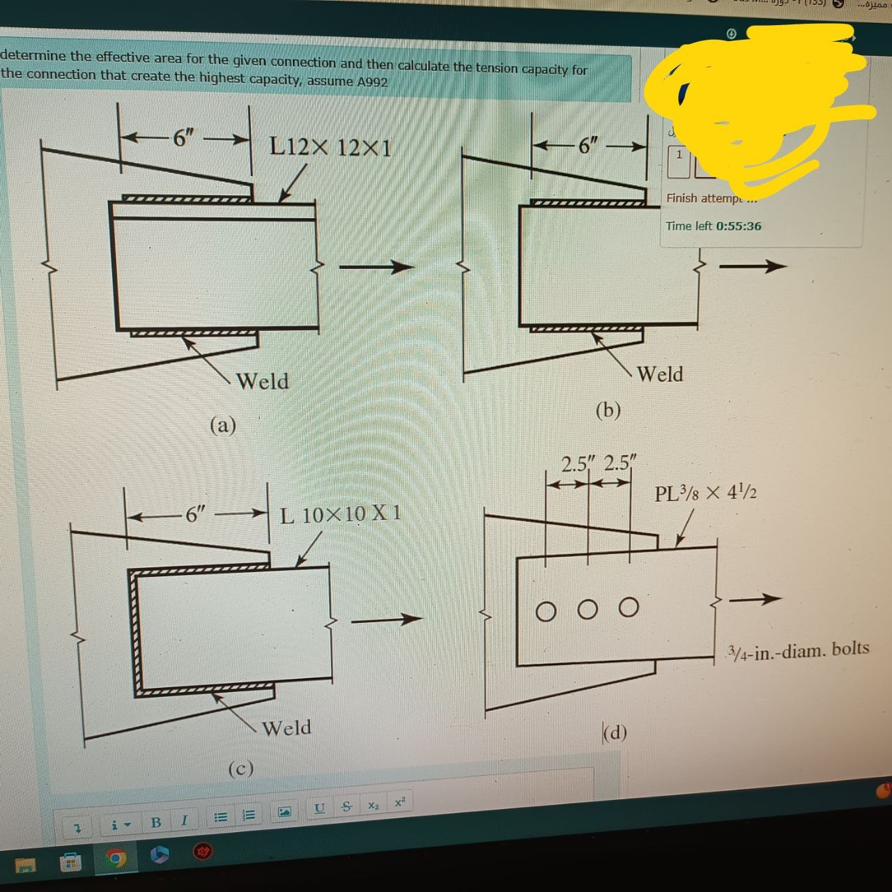 determine the effective area for the given