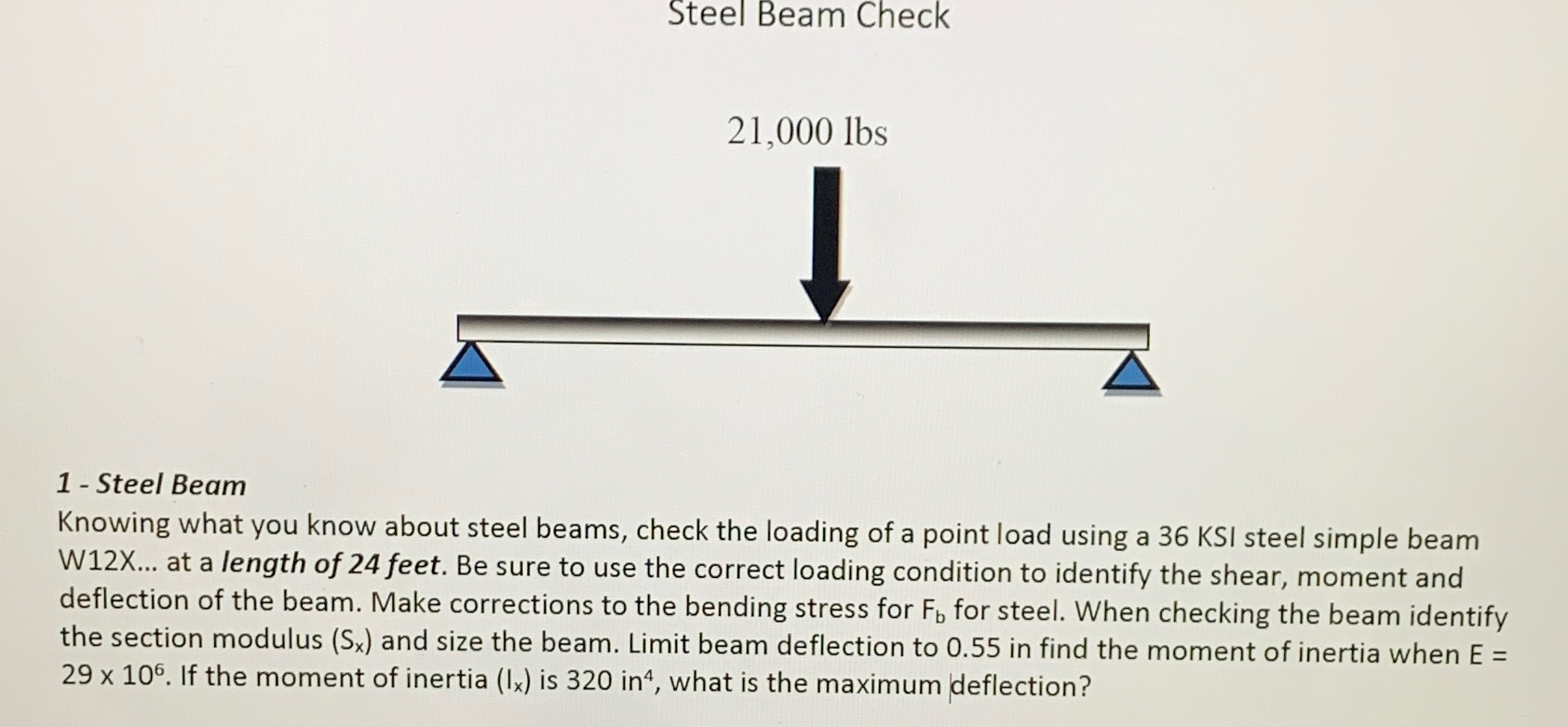 Steel Beam Check 2 1 , 0 0 0 l b s 1 - Steel Beam