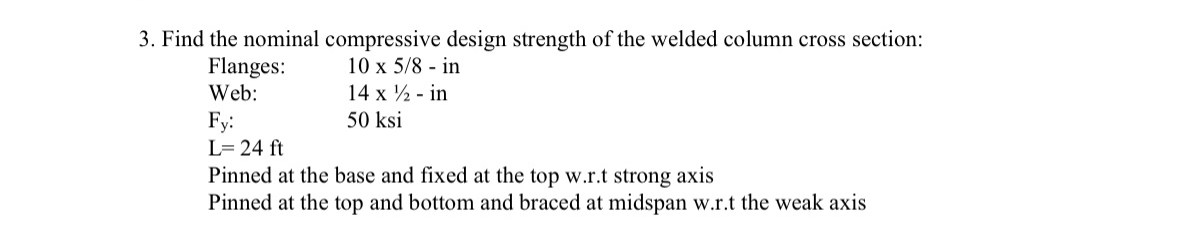 Find the nominal compressive design strength of