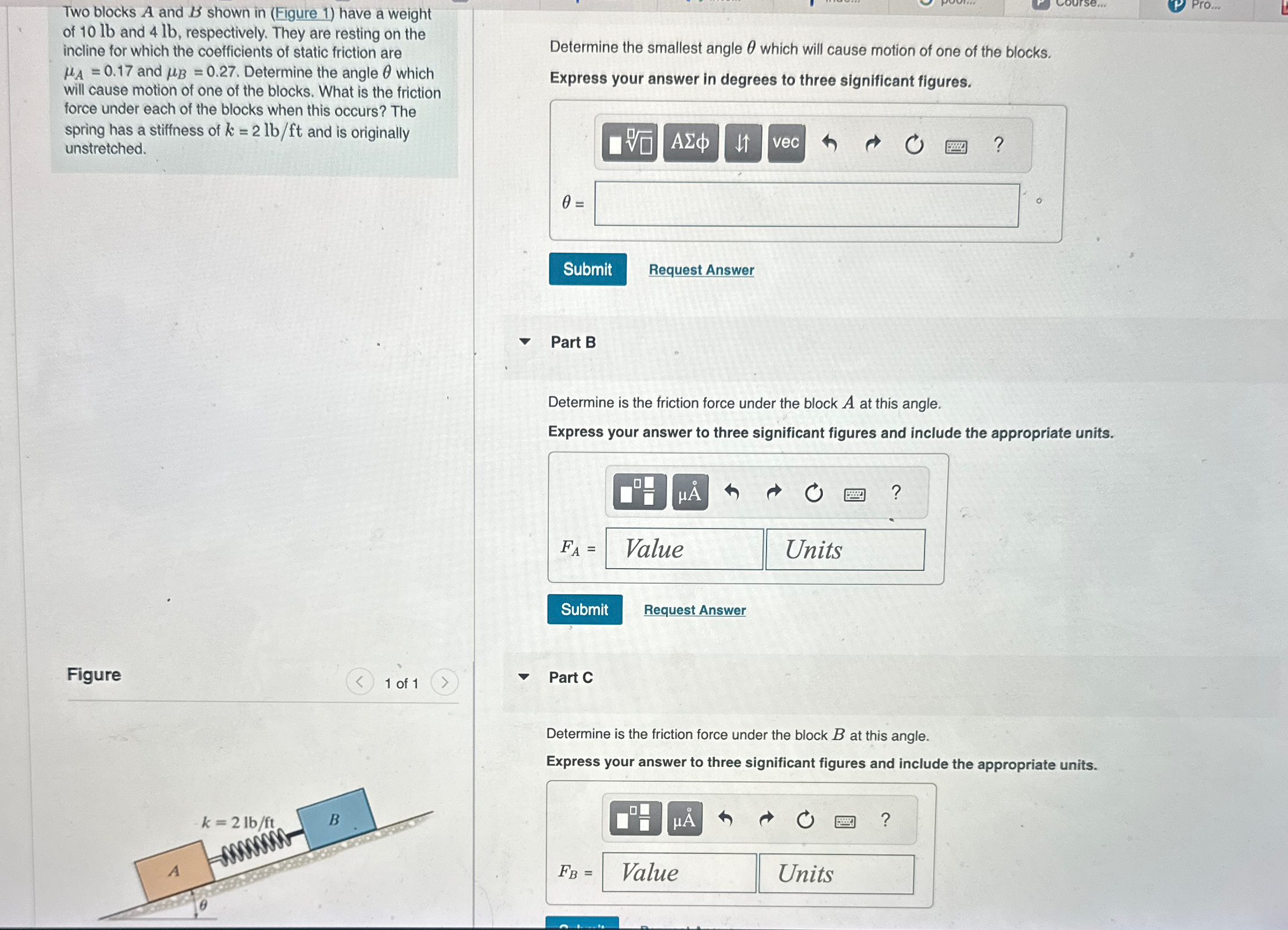 Two blocks A and B shown in ( Figure 1 ) have a