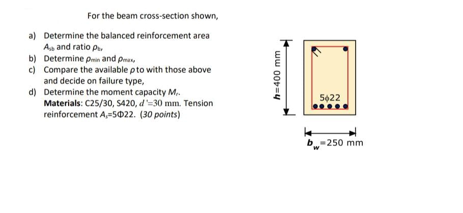For the beam cross - section shown, a ) Determine