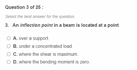 Question 3 of 2 5 : Select the best answer for
