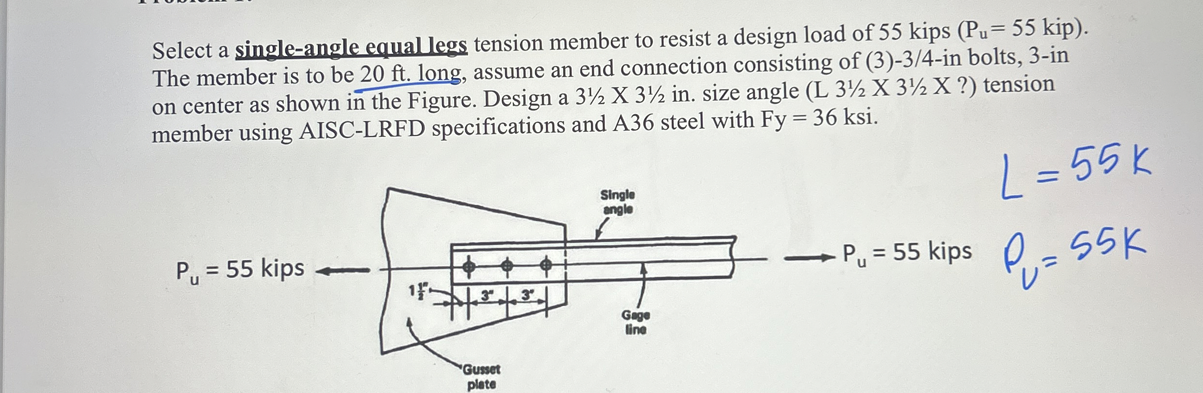 Select a single - angle equallegs tension member