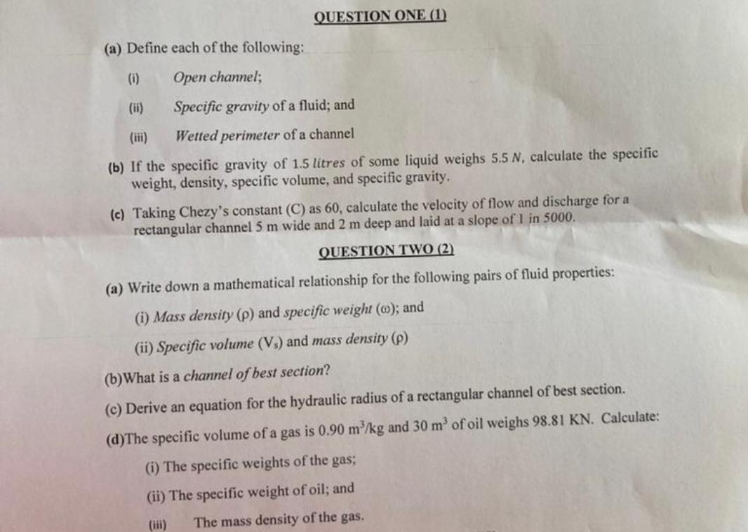 QUESTION ONE ( 1 ) ( a ) Define each of the