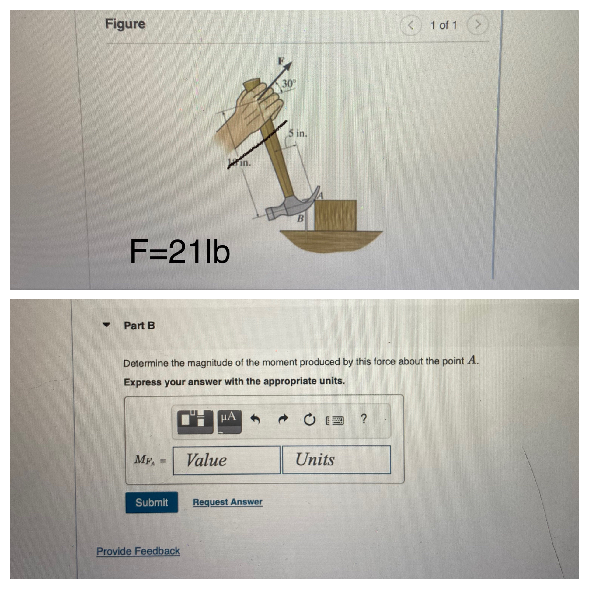 Figure 1 of 1 Part B Determine the magnitude of