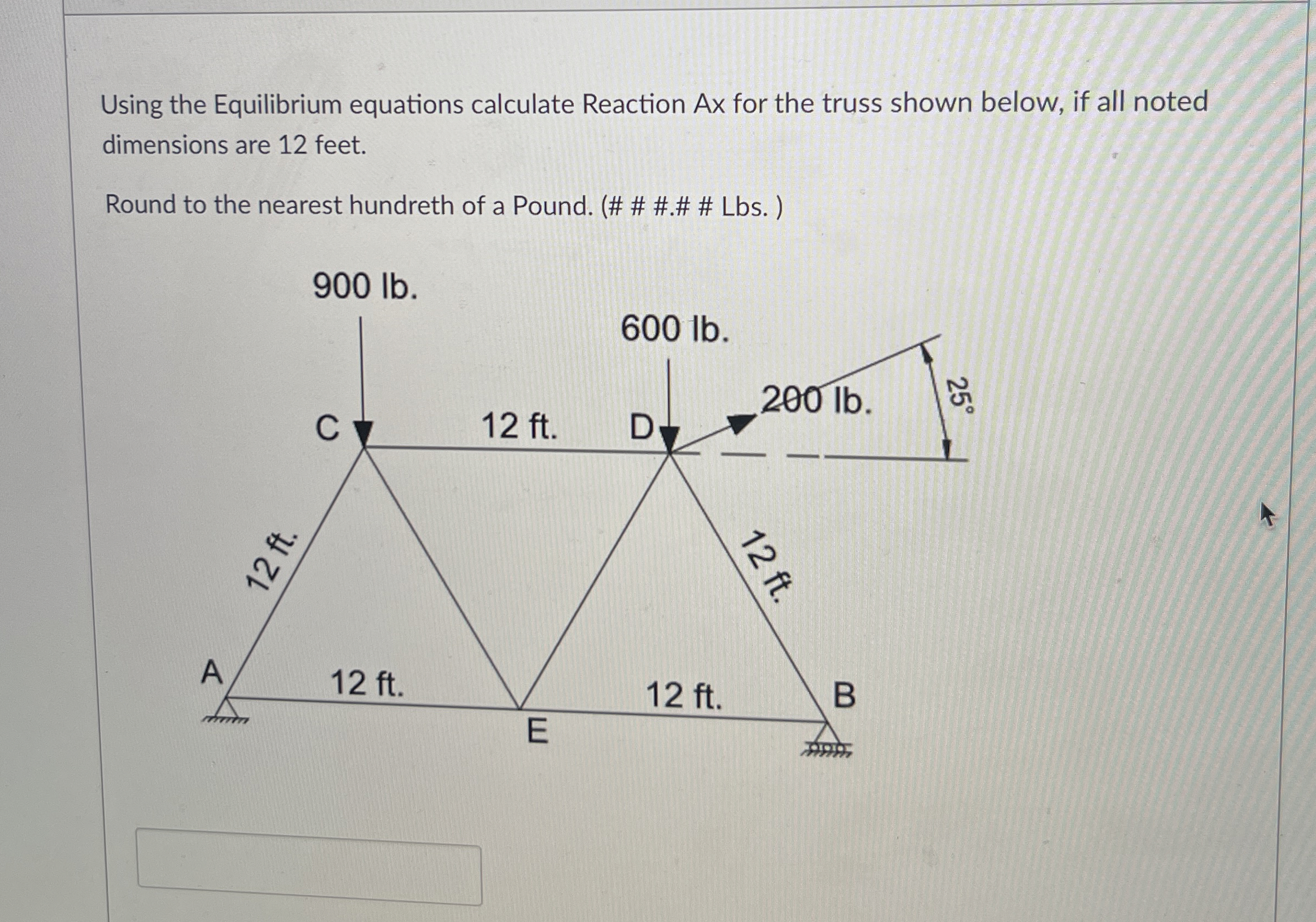 Using the Equilibrium equations calculate