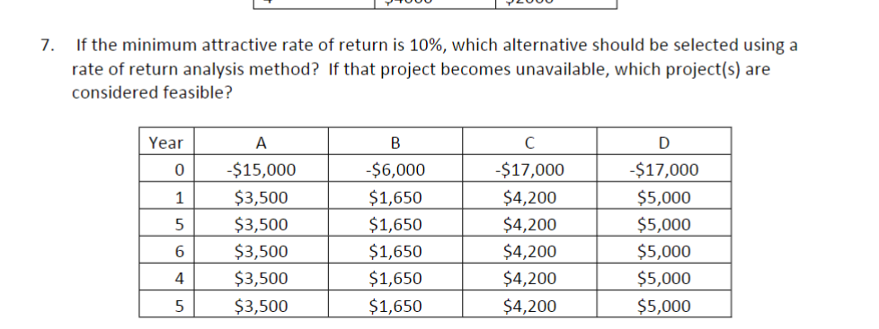 If the minimum attractive rate of return is 1 0 %