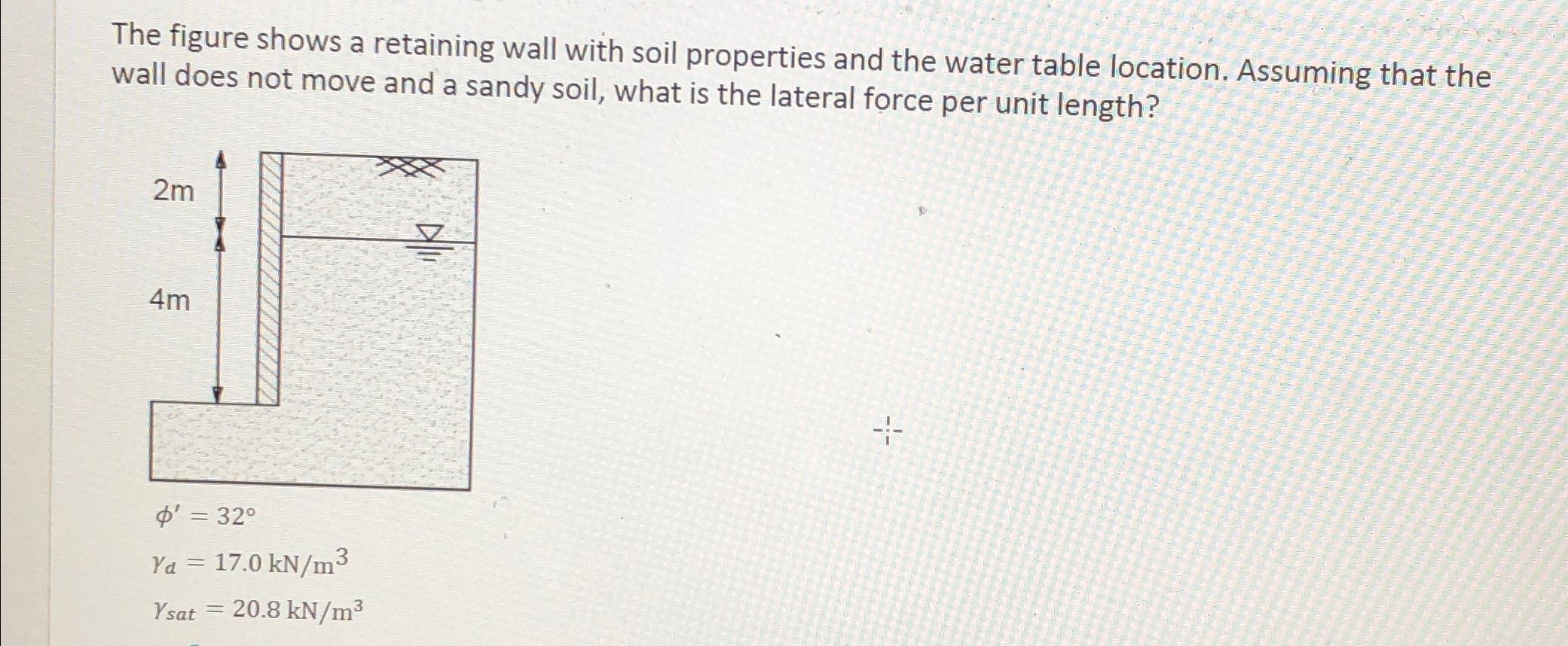 The figure shows a retaining wall with soil