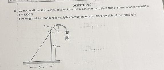 QUESTIONS Compute all reactions at the base A of