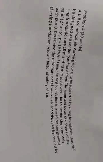 Problem 4 ( 3 0 points ) A tall cylindrical silo