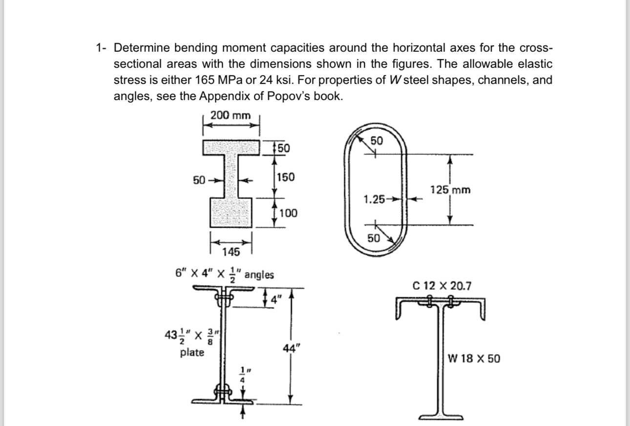 1 - Determine bending moment capacities around
