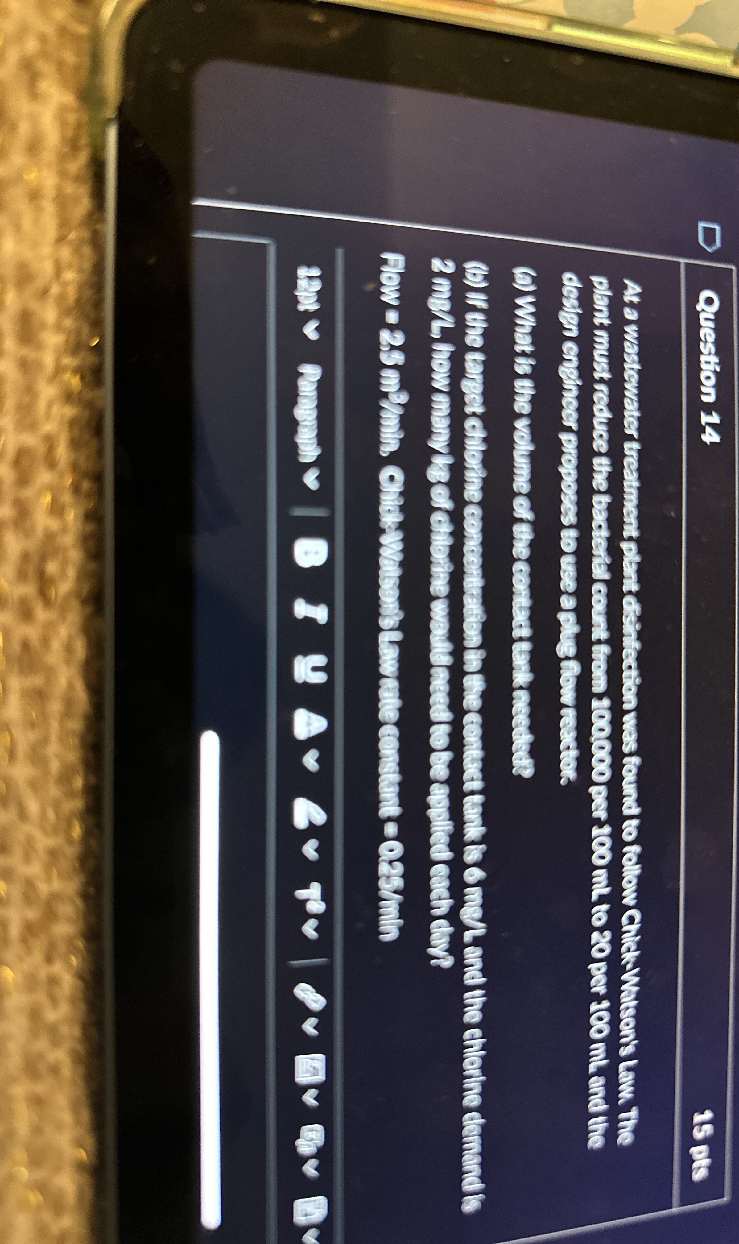 Question 1 4 1 5 pts At a wastewater treatment