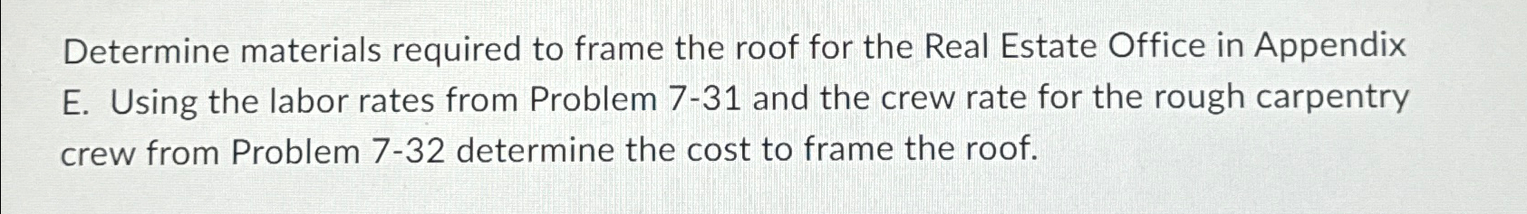 Determine materials required to frame the roof
